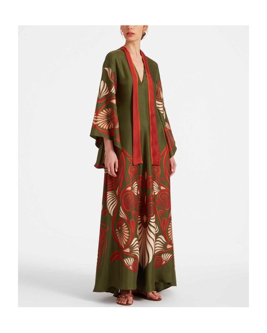 LaDoubleJ Multicolor Magnifico Botanical-Print Silk Dress