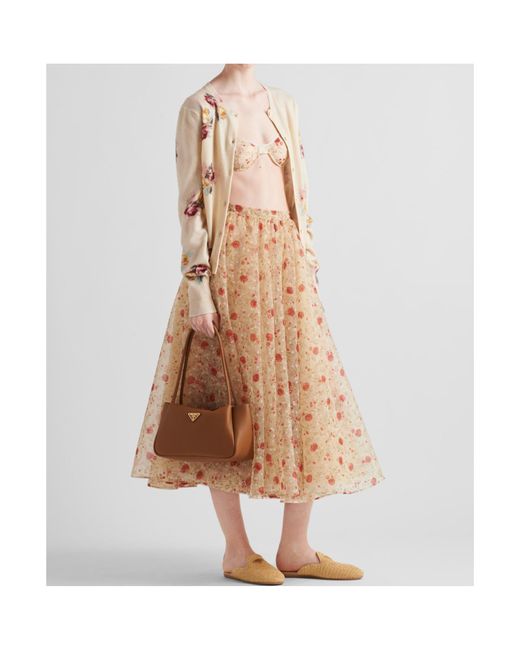 Prada Natural Allover Floral Printed Bra