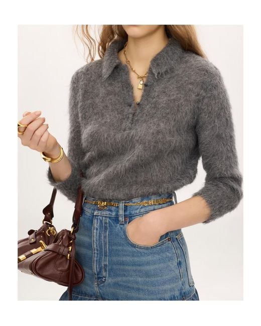 Chloé Gray Chloé Brushed-Finish Polo Shirt
