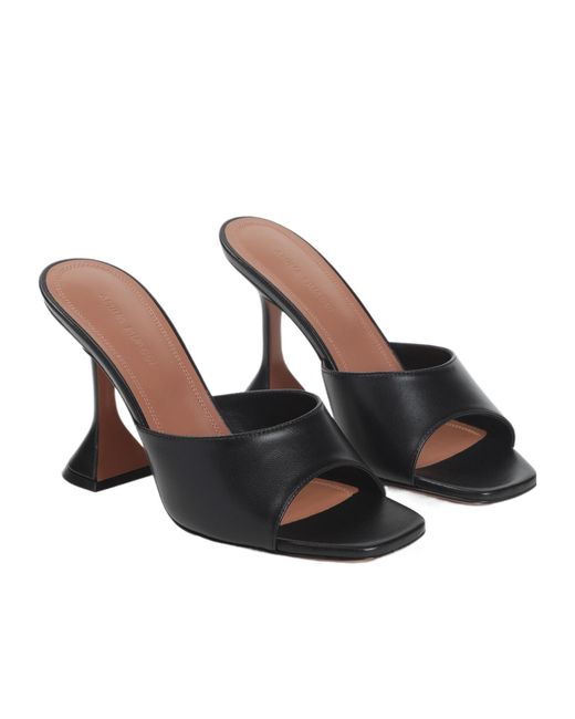 AMINA MUADDI Black Square Toe High-Heeled Sandals