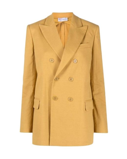 RED Valentino Yellow Double-Breasted Suit Jacket