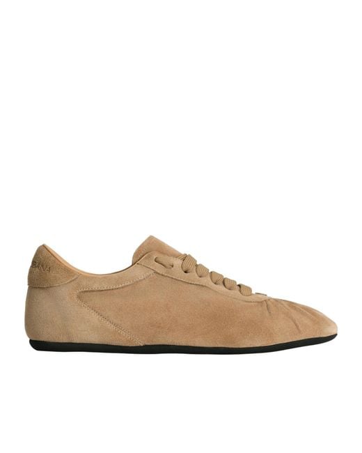 Dolce & Gabbana Brown Logo Plaque Ballet Sneakers