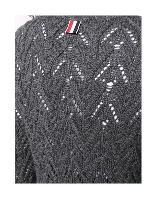 Thom Browne Black Pointelle-Knit Merino Jumper