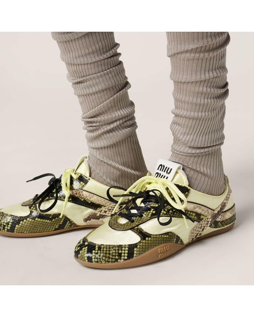 Miu Miu Metallic Gymnasium Lace-Up Sneakers