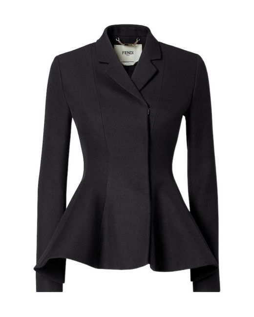 Fendi Black Grain De Poudre Wool Jacket