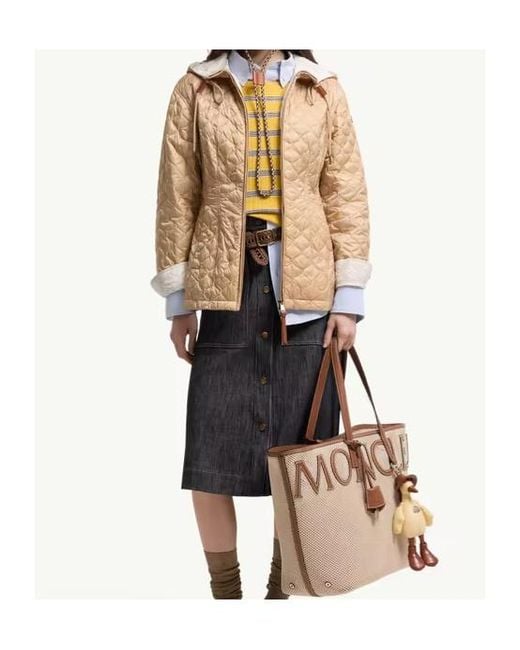 Moncler Natural Arum Hooded Mid-Length Padded Jacket