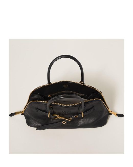 Miu Miu Black Aventure Nappa Leather Top-Handle Bag