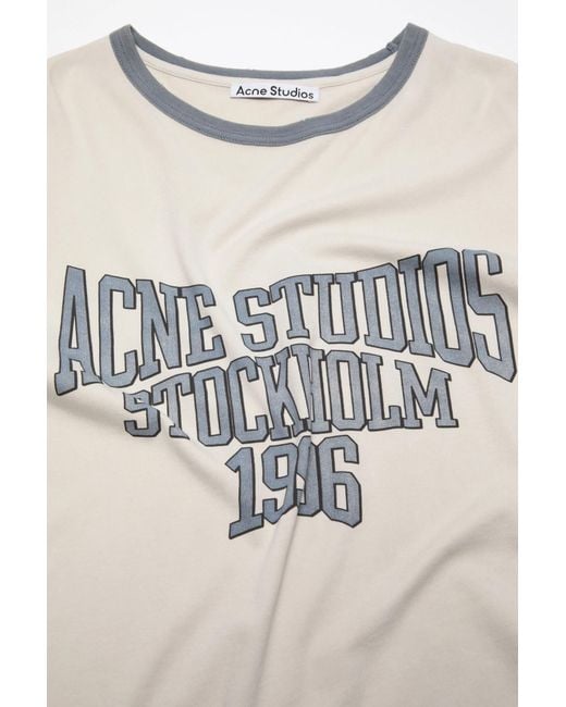 Acne White Graphic T-Shirt for men