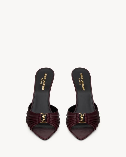 Saint Laurent Brown Babylone Gathered Mules