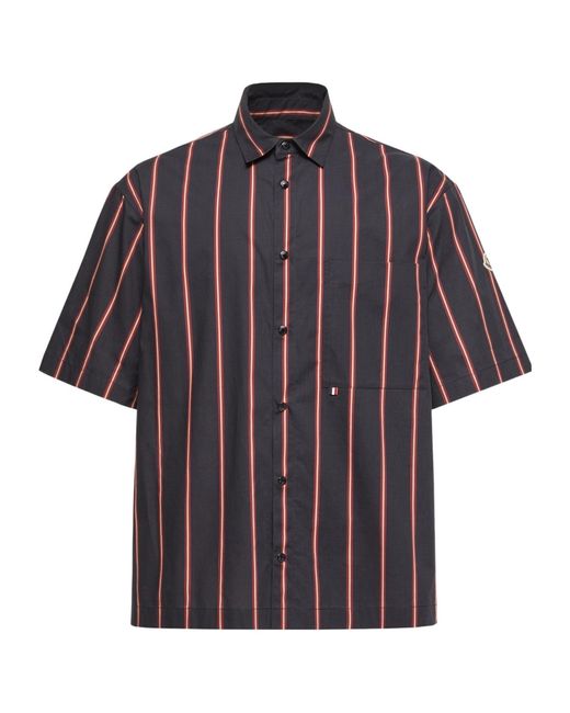 Moncler Purple Striped Cotton Short Sleeve Shirt for men