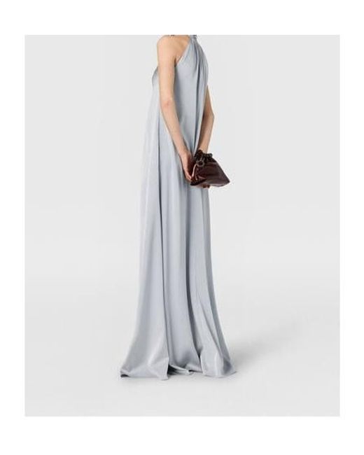 Stella McCartney Gray Ball-Chain Halterneck Satin Maxi Dress