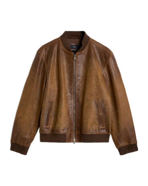 7 For All Mankind Brown Bomber Jacket for men