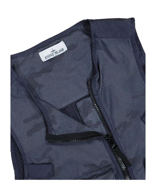 Stone Island Blue Zipper Vest for men