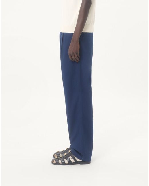 Valentino Blue Vlogo Signature Pleat Detailed Pants for men