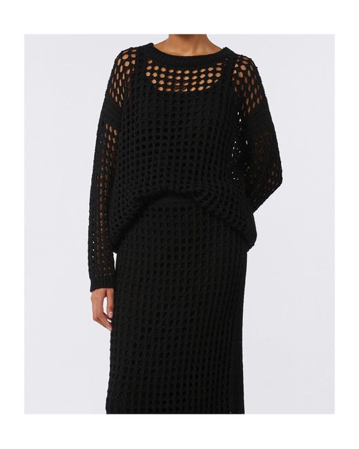 Max Mara Black Febe Open-Knit Sweater