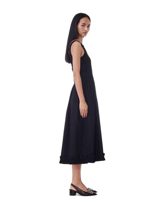 Ganni Black Cotton Strap Dress