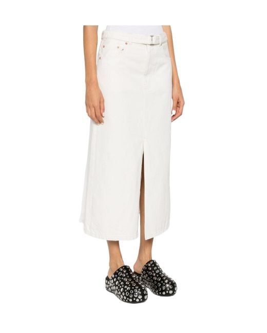 Sacai Black Belted Front-Slit Midi Skirt