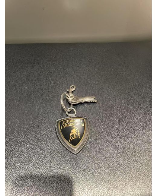 Balenciaga Gray Shield Charm Keyring for men