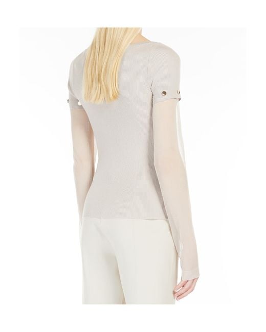Sportmax White Boat Neck Long-Sleeved Jumper