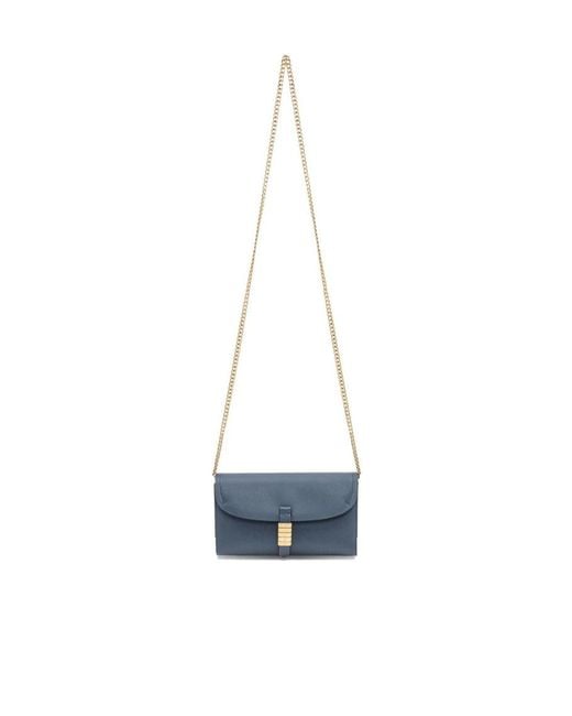 Pinko Blue Saddle Chain Shoulder Bag