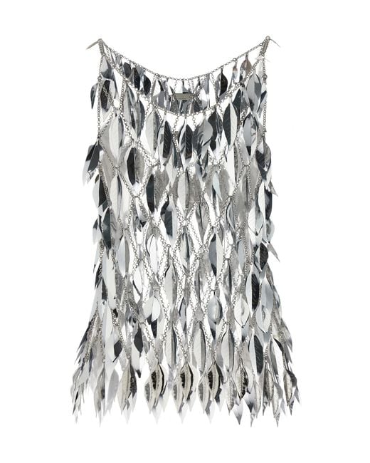 Rabanne White Rabanne Chainmail 3D Leaf Scoop-Neck Top