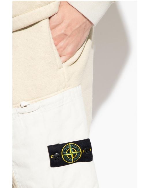 Stone Island Natural Compass-Badge Terry-Fleece Bermuda Shorts for men