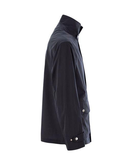 Brunello Cucinelli Blue High-Neck Long-Sleeved Jacket for men
