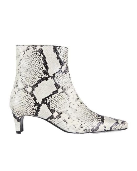 Staud White Embossed Pointed Toe Boots