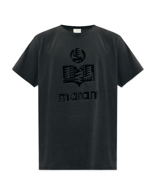 Isabel Marant Black Zafferh Logo Printed T-Shirt for men