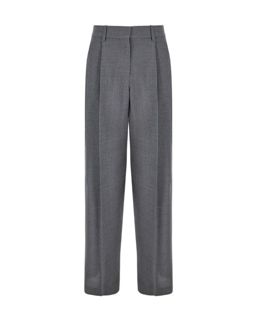Brunello Cucinelli Gray High-Waist Pleated Trousers
