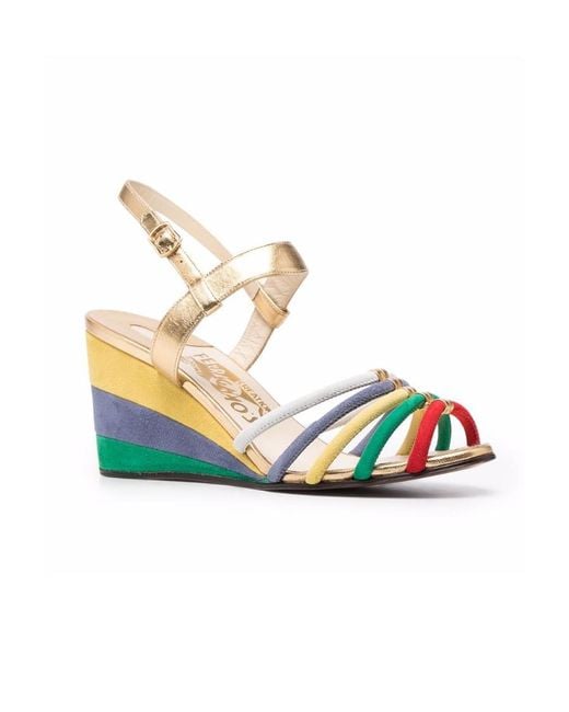 Ferragamo Blue Laila Colourblock Strap Sandals