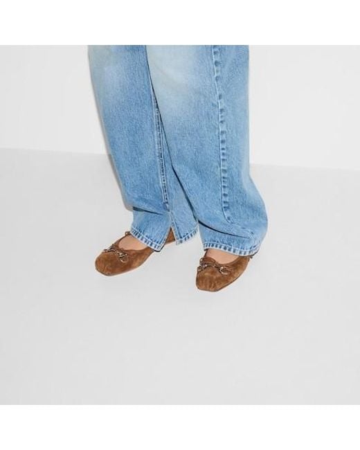 Gucci Brown Horsebit Suede & Leather Ballet Flat