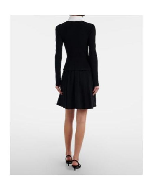 Self-Portrait Black Embellished Pleated Minidress