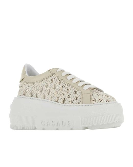 Casadei Gray Nexus Mesh Platform Sneakers