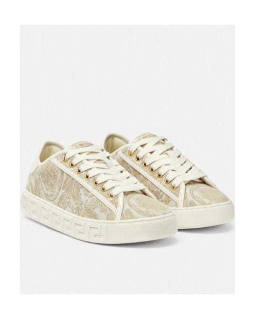 Versace Natural Barocco Greca Lace-Up Sneakers