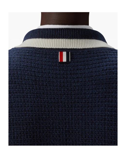 Thom Browne Blue Signature Striped Cardigan Jacket for men