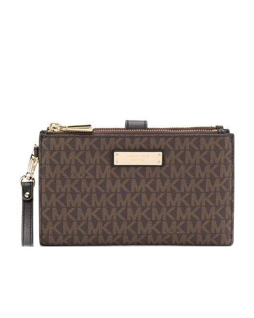 Michael Kors Brown Adele Monogram Clutch Bag