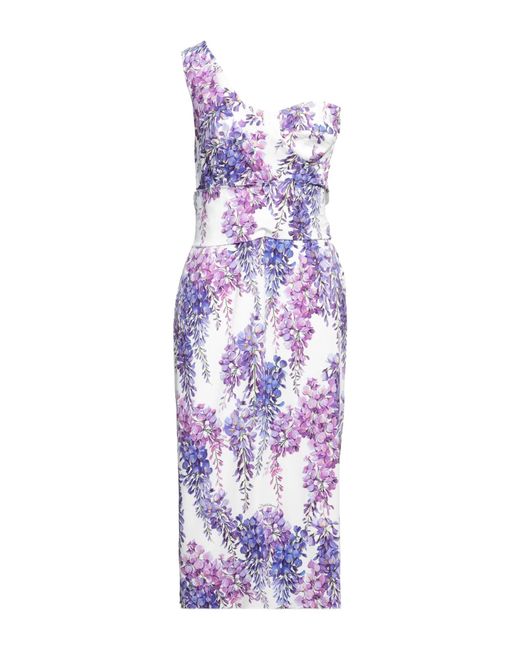 Dolce & Gabbana Purple Off-The-Shoulder Floral Dress
