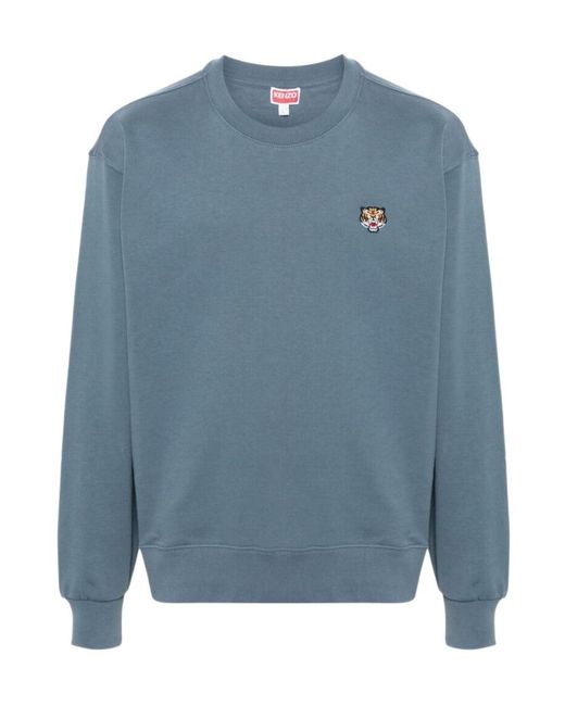 KENZO Blue Lucky Tiger Embroidered Crewneck Sweatshirt for men