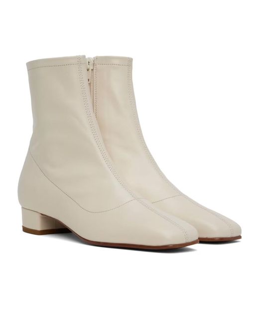 By Far White Este Square Toe Ankle Boots