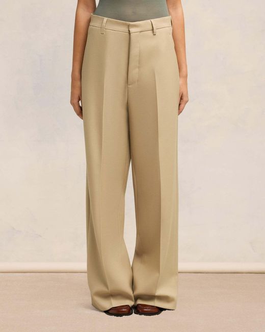 AMI Natural Belt-Loop Casual Pants
