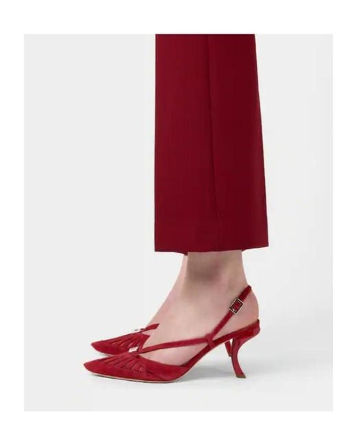 Roger Vivier Red Escarpins Dorsay Virgule En Cuir Velours