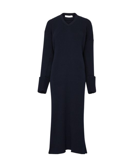 The Row Blue V-Neck Long Dress
