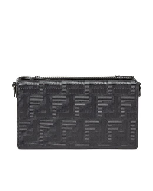 Fendi Black Baguette Soft Trunk Top Handle Bag for men