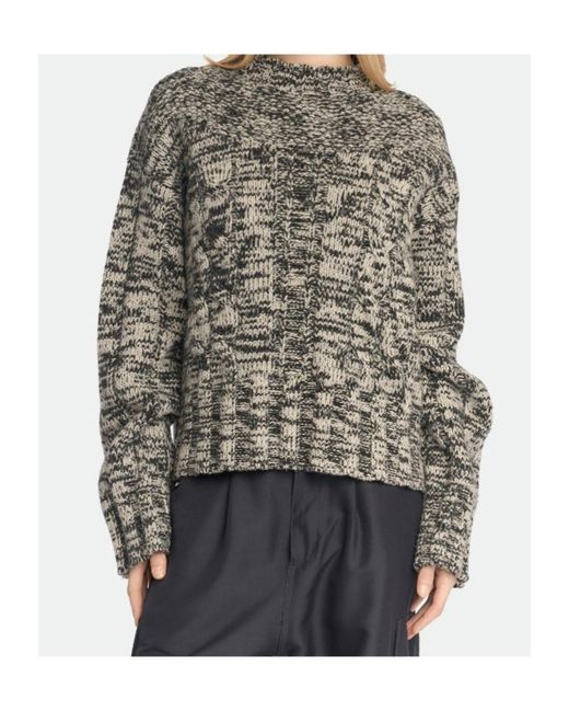 Malo Gray Mélange Cable-Knit Knitted Sweater