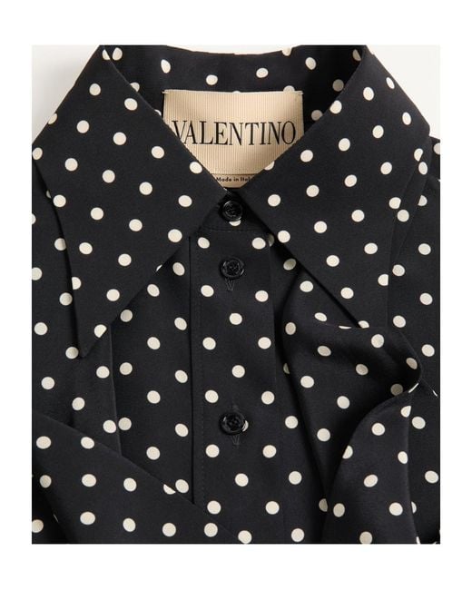 Valentino Black Polka Dot Printed Button-Up Shirt