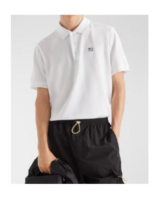 Fendi White Logo Embroidered Short-Sleeve Polo Shirt for men