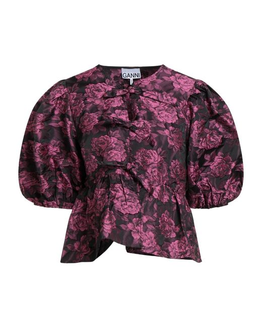 Ganni Red Floral Pattern Top