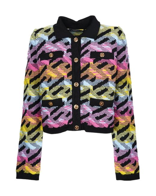 Versace Multicolor Greca Pattern Button-Up Jacket