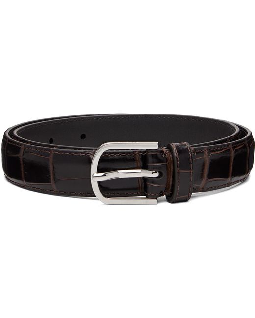 Totême White Crocodile-Embossed Leather Belt